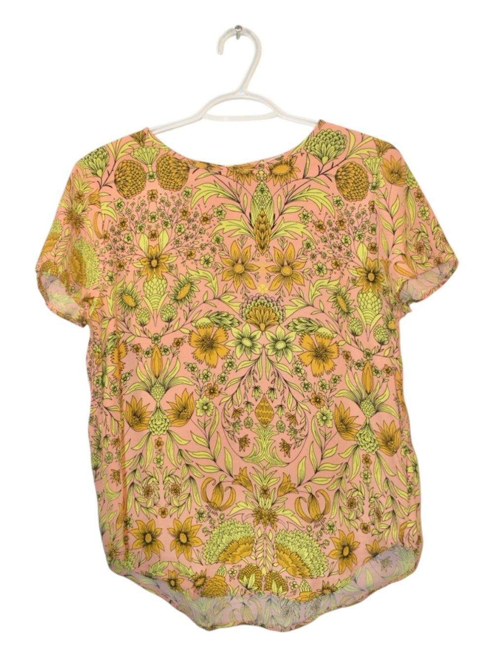 H&M Pink Floral Short-Sleeve Blouse